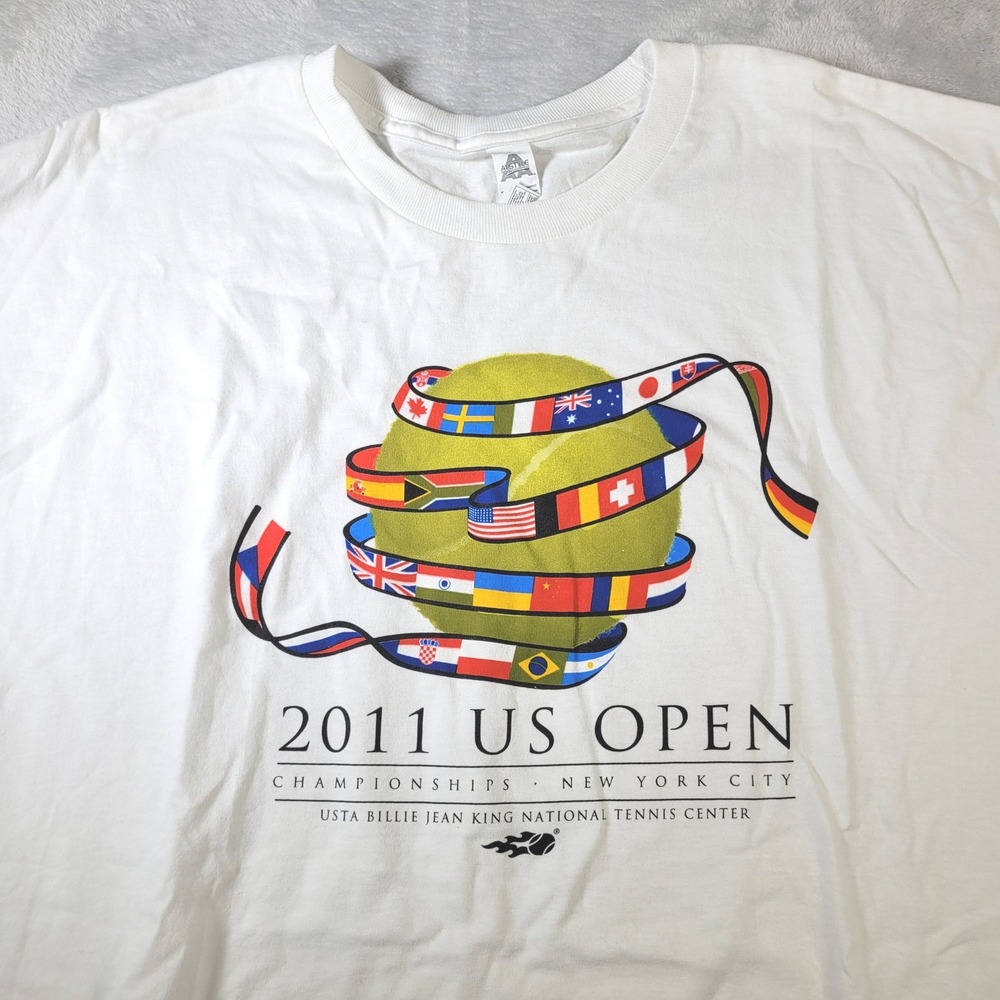 2011 US Open T-Shirt Mens 2XL White Tennis Championships Alstyle Graphic Tee